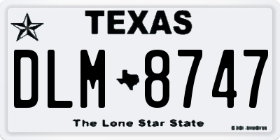 TX license plate DLM8747
