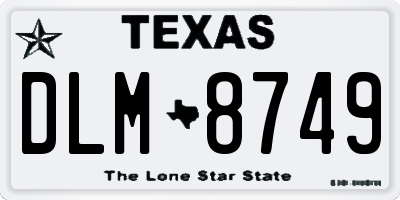 TX license plate DLM8749