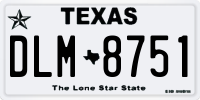 TX license plate DLM8751