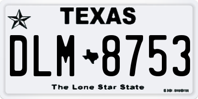 TX license plate DLM8753