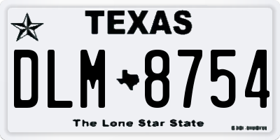 TX license plate DLM8754