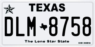 TX license plate DLM8758