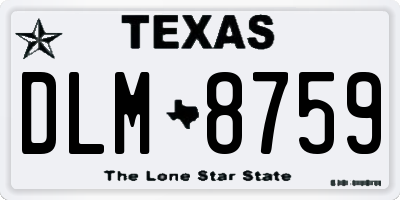 TX license plate DLM8759