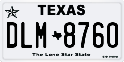 TX license plate DLM8760