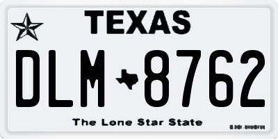 TX license plate DLM8762