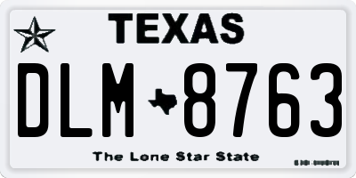 TX license plate DLM8763