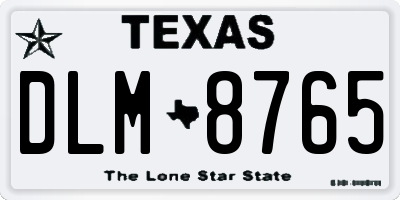 TX license plate DLM8765
