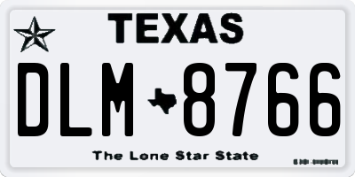 TX license plate DLM8766