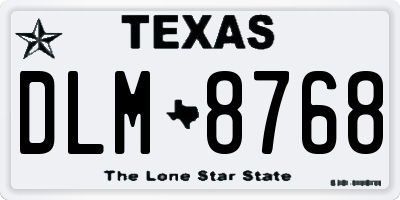 TX license plate DLM8768