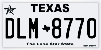 TX license plate DLM8770
