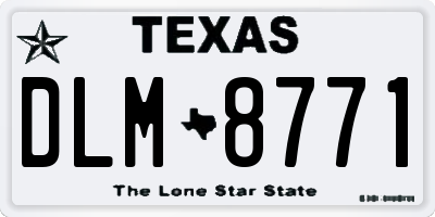 TX license plate DLM8771