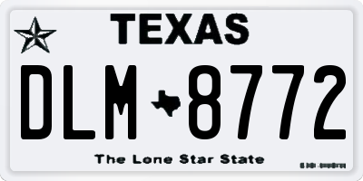 TX license plate DLM8772