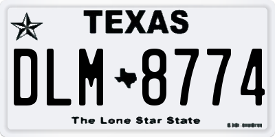 TX license plate DLM8774