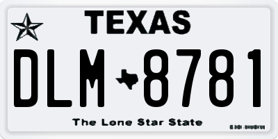 TX license plate DLM8781