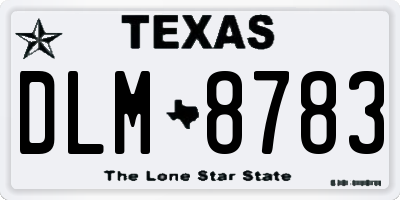 TX license plate DLM8783