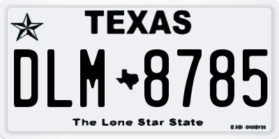 TX license plate DLM8785