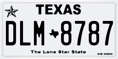TX license plate DLM8787