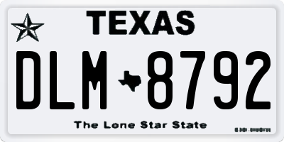 TX license plate DLM8792