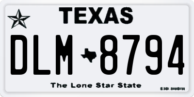 TX license plate DLM8794