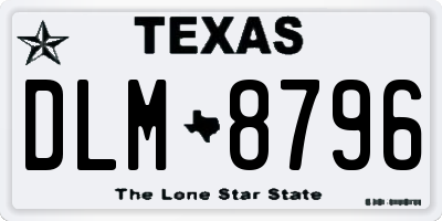 TX license plate DLM8796