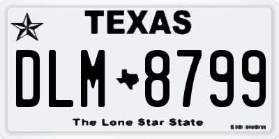 TX license plate DLM8799