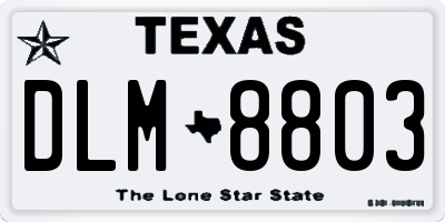 TX license plate DLM8803