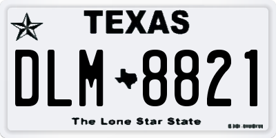 TX license plate DLM8821