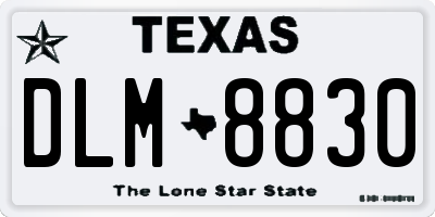 TX license plate DLM8830