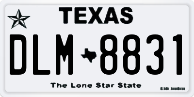 TX license plate DLM8831