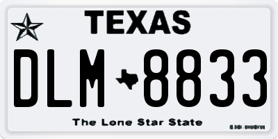 TX license plate DLM8833