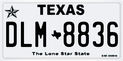 TX license plate DLM8836