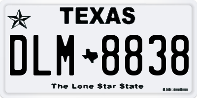 TX license plate DLM8838