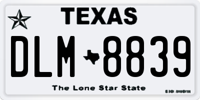 TX license plate DLM8839