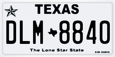 TX license plate DLM8840