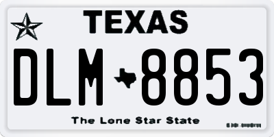 TX license plate DLM8853