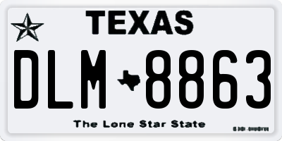 TX license plate DLM8863