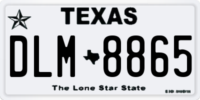 TX license plate DLM8865