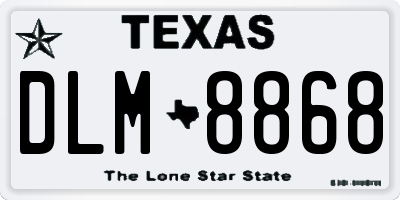 TX license plate DLM8868