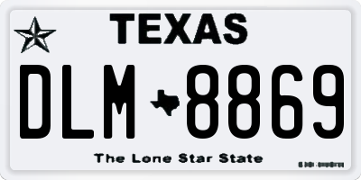TX license plate DLM8869