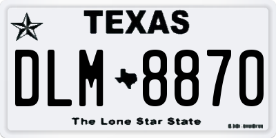 TX license plate DLM8870