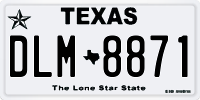 TX license plate DLM8871