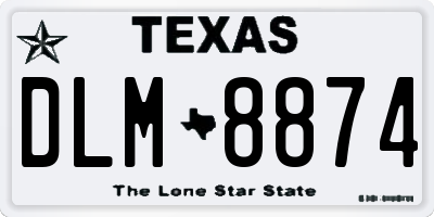 TX license plate DLM8874