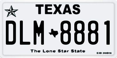 TX license plate DLM8881