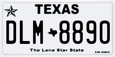 TX license plate DLM8890