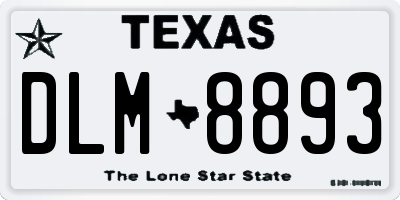 TX license plate DLM8893