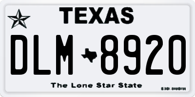 TX license plate DLM8920