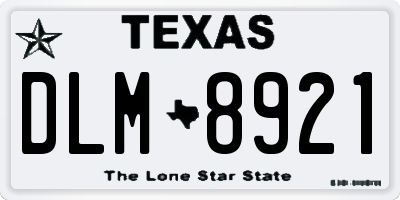 TX license plate DLM8921