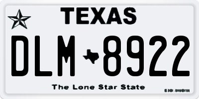 TX license plate DLM8922