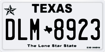 TX license plate DLM8923