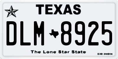 TX license plate DLM8925